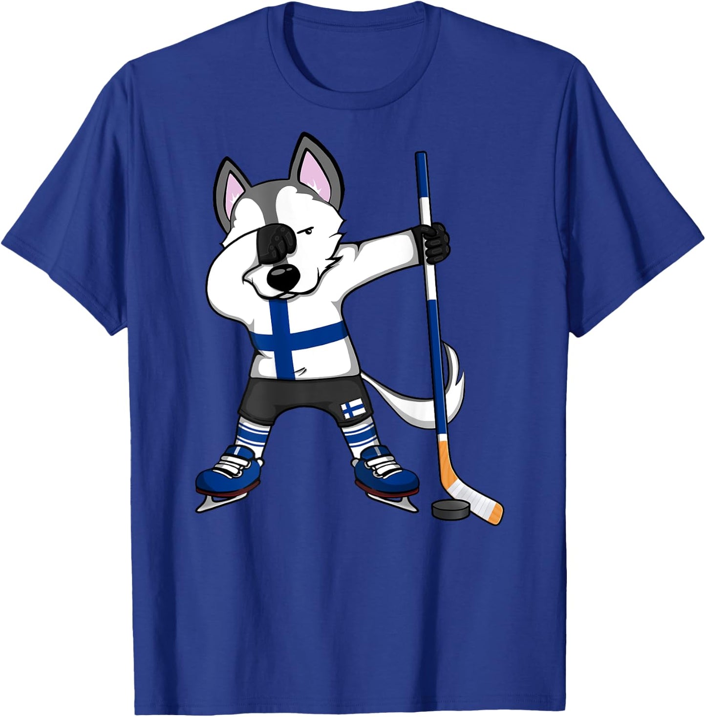 Dabbing Husky Finland Ice Hockey Lovers Jersey Winter Sports T-Shirt - T-Shirt | Royal