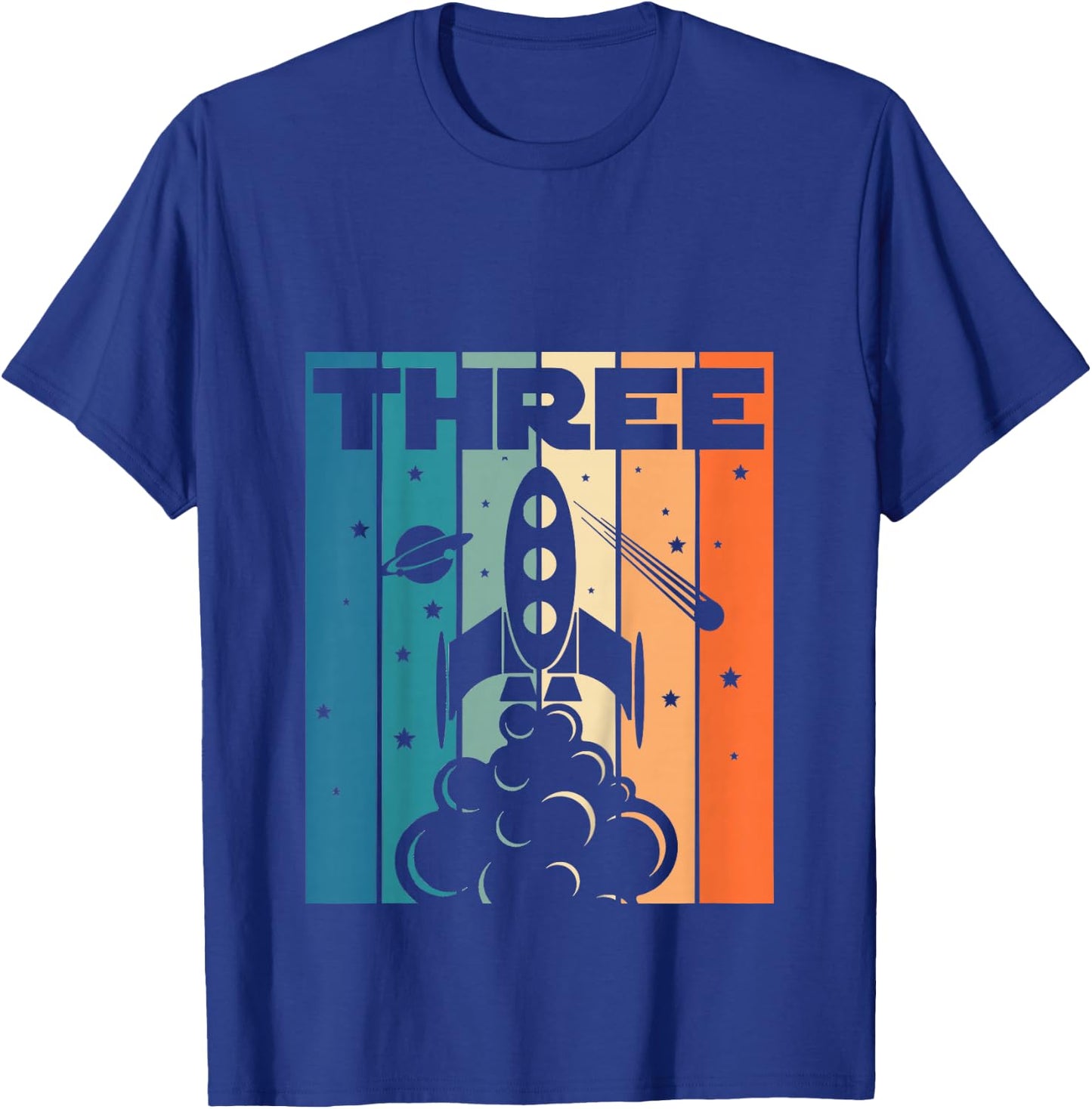 3 Year Old 3rd Space Rocket Astronaut Birthday Boys Girls T-Shirt - T-Shirt | Royal