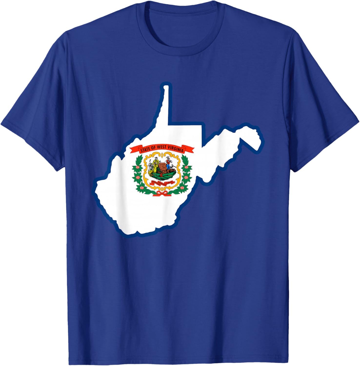 West Virginia State Map Flag Silhouette WV Home T-Shirt - T-Shirt | Royal