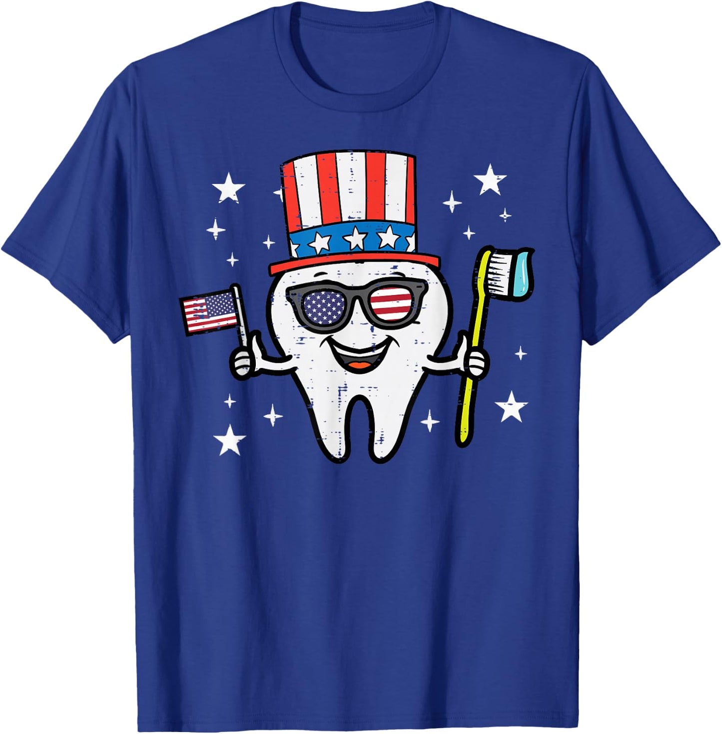 4th Of July Dentist Tooth Dental Patriotic Women Men Kids T-Shirt - T-Shirt | Royal