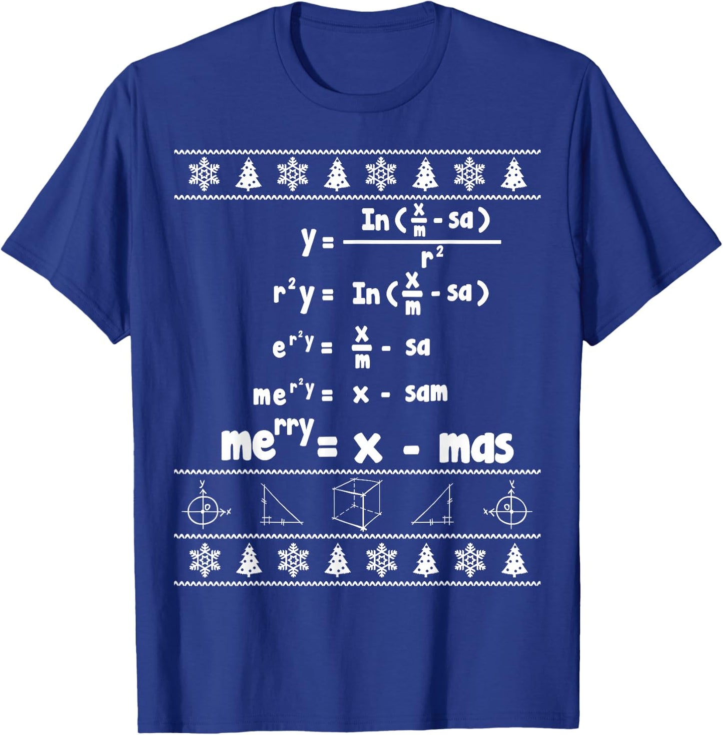 Merry = X-mas Ugly Christmas Math Sweater T-Shirt - T-Shirt | Royal