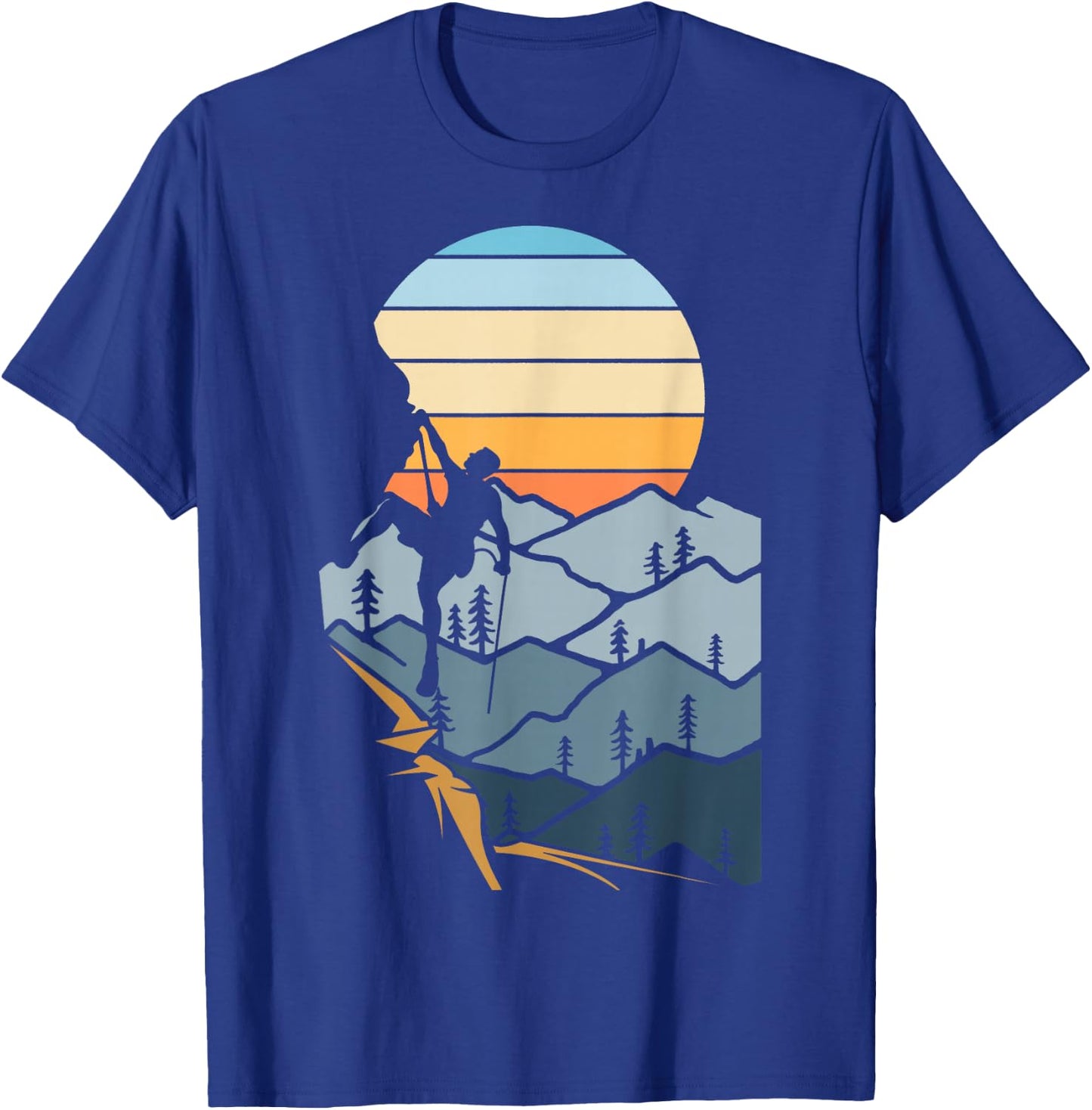 Mountain Climber Boulder Sports Hobby Retro Rock Climbing T-Shirt - T-Shirt | Royal