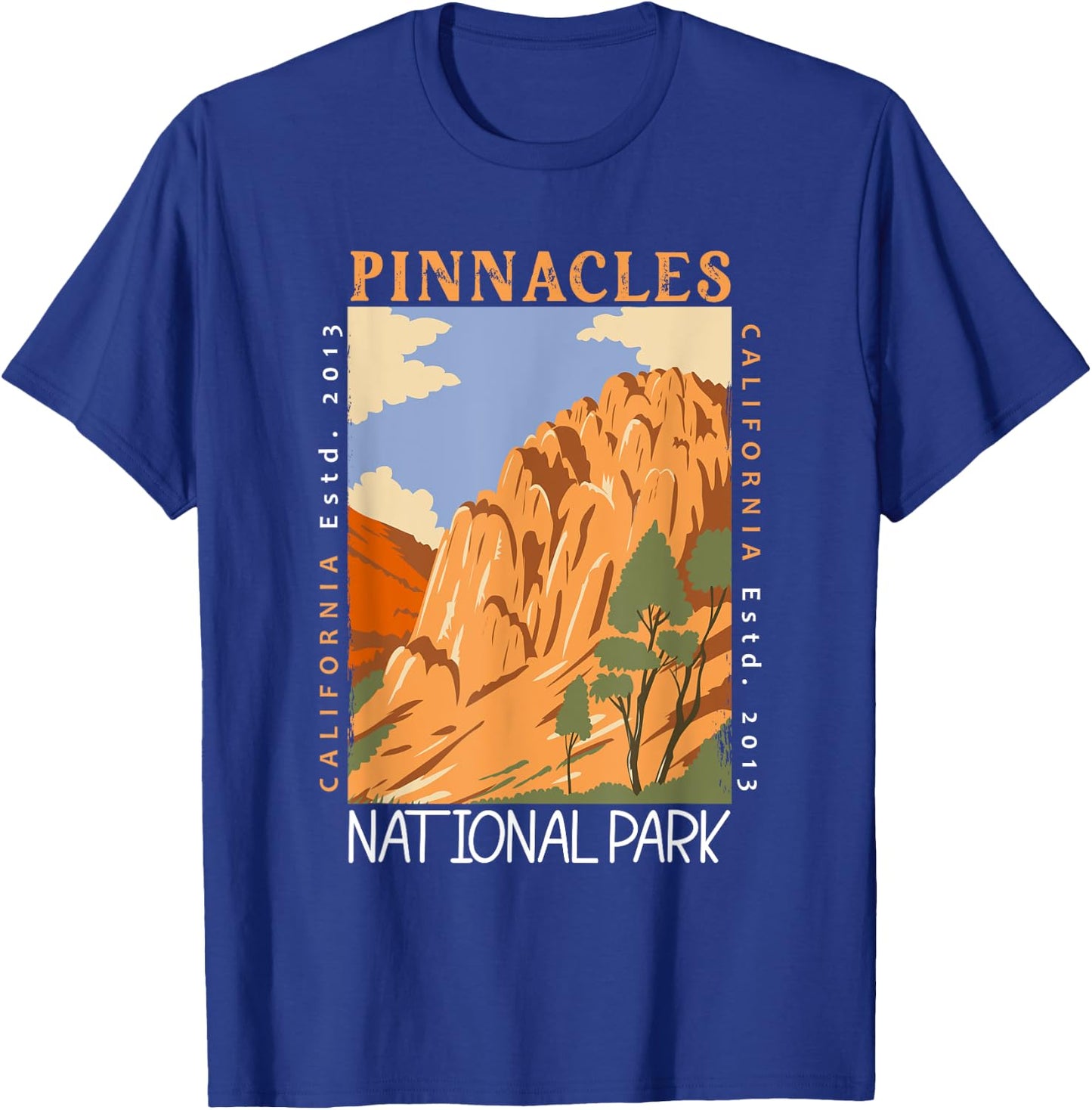 Pinnacles National Park California Distressed Vintage T-Shirt - T-Shirt | Royal