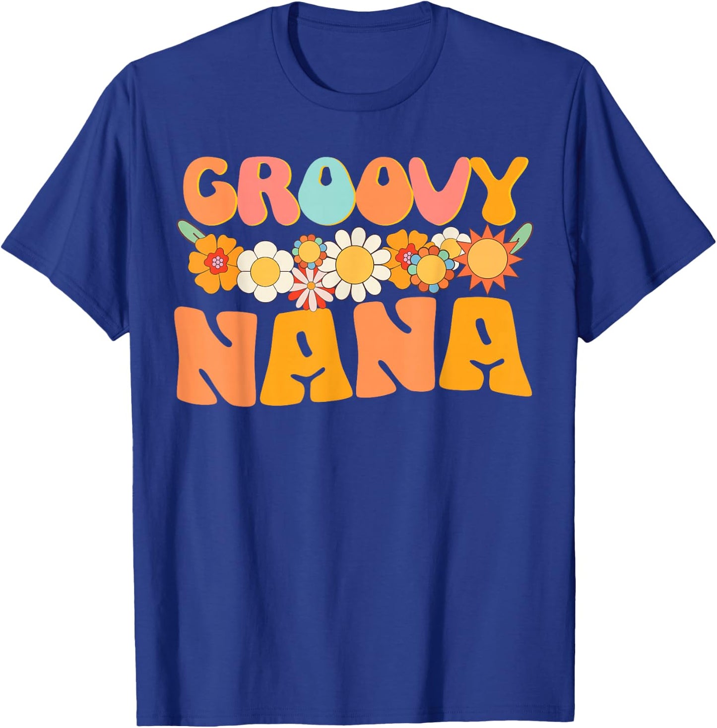 Retro Groovy Grandma Nana Matching Family 1st Birthday Party T-Shirt - T-Shirt | Royal