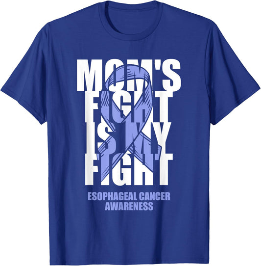 Esophageal Cancer Awareness Periwinkle Ribbon Mom's Fight T-Shirt - T-Shirt | Royal