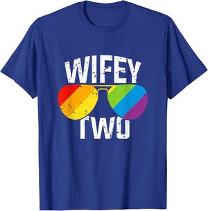 Lesbian Pride Wifey Two Bride Matching Couples Gift Shirt T-Shirt - T-Shirt | Royal