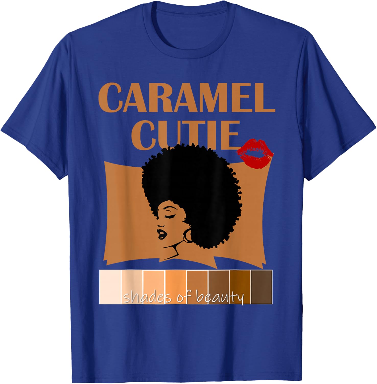Caramel Cutie Natural Fro Shades of Black Color Palette T-Shirt - T-Shirt | Royal