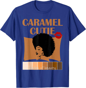 Caramel Cutie Natural Fro Shades of Black Color Palette T-Shirt - T-Shirt | Royal