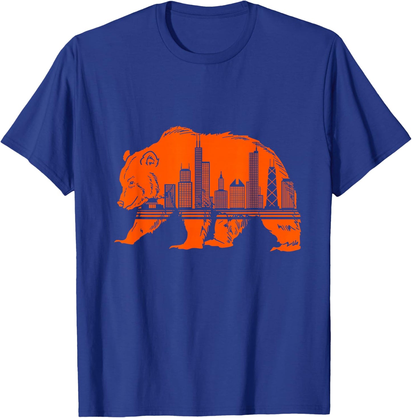 Chicago Downtown City Skyline Illinois Pride T-Shirt - T-Shirt | Royal