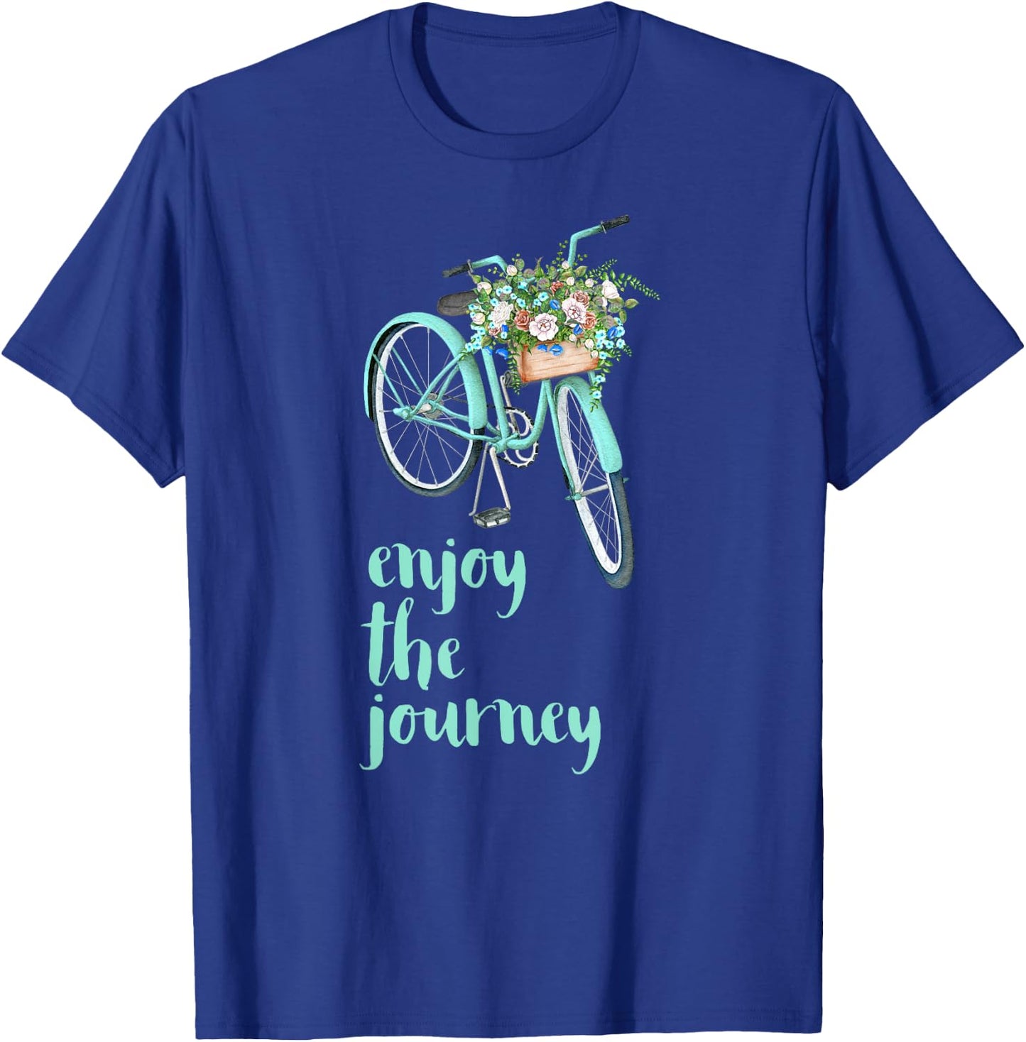 Enjoy the Journey Cycling Green Bicycle with Flowers T-Shirt - T-Shirt | Royal