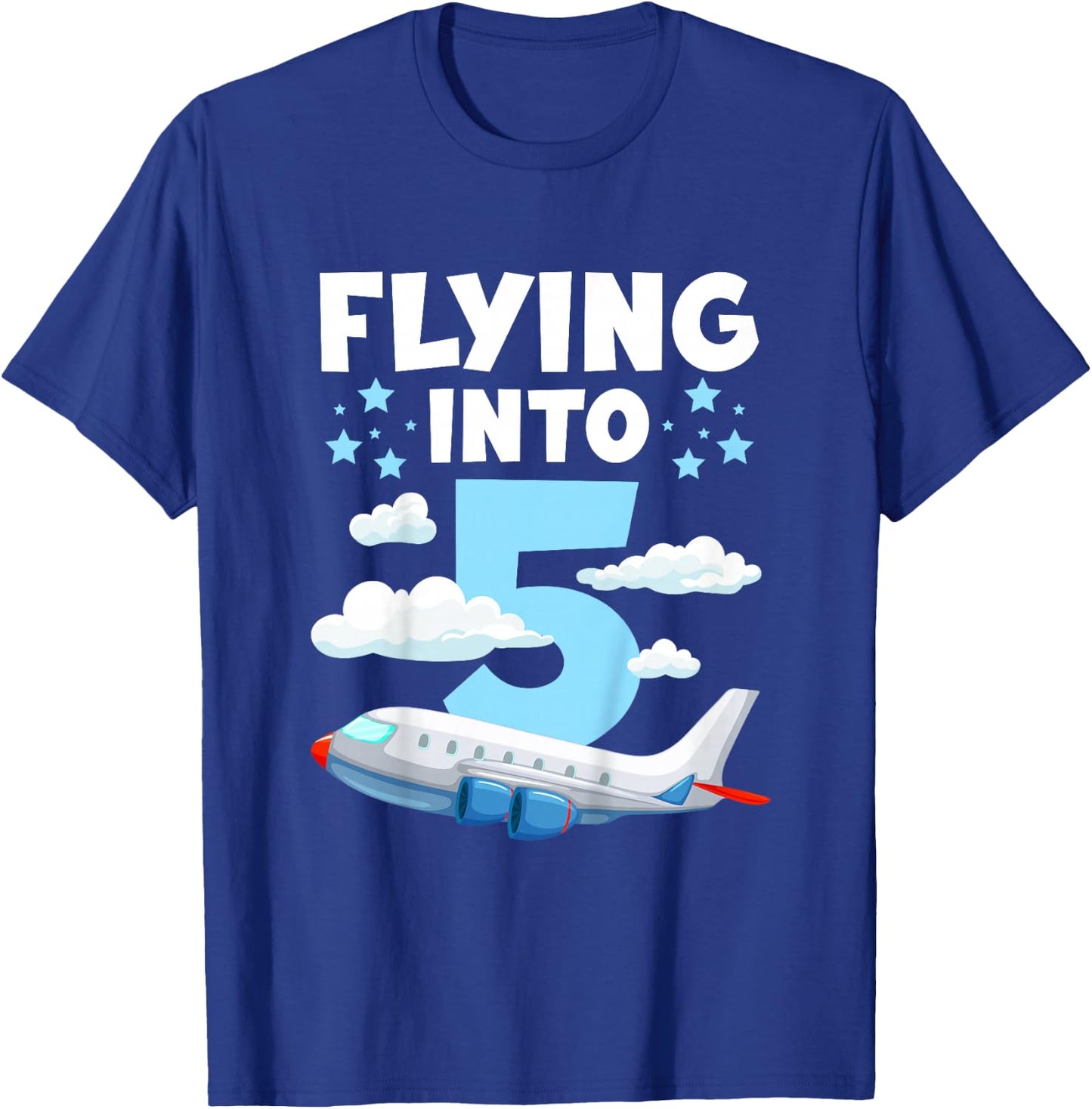 5th Airplane Birthday Party 5 Year Old Pilot Birthday T-Shirt - T-Shirt | Royal