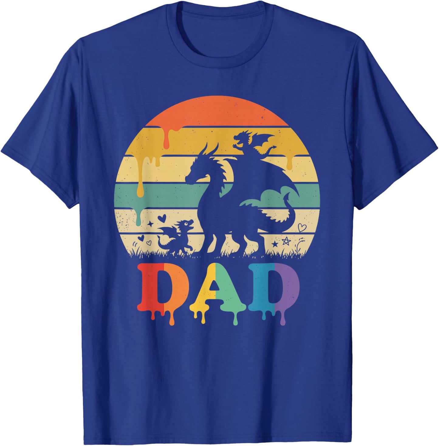 Drip Sunset Dragon Dad Grandpa Father's Day T-Shirt - T-Shirt | Royal