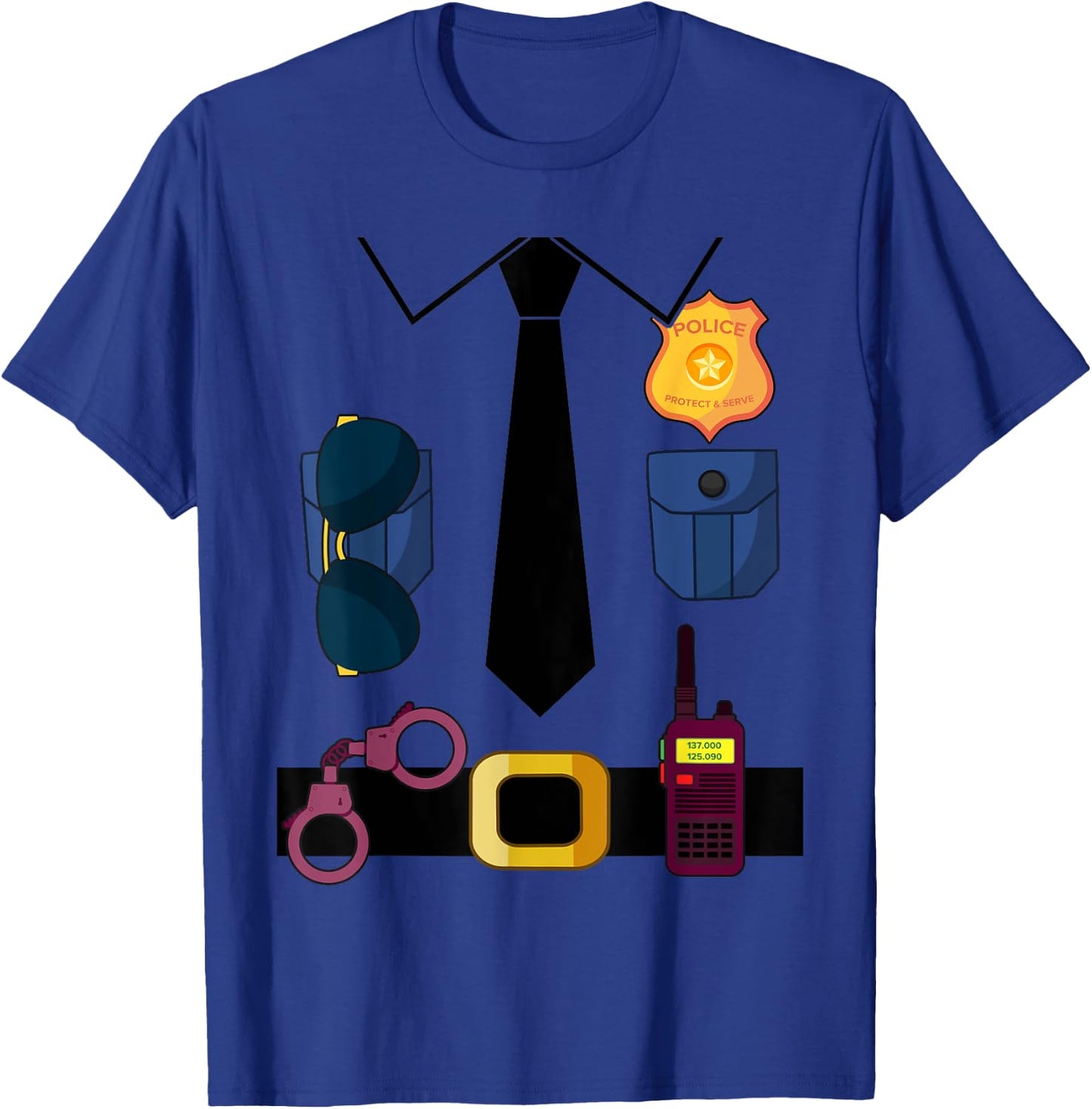 Police Costume For Kids & Adults Halloween Police Officer T-Shirt - T-Shirt | Royal