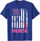 Funny Nurse Correctional American USA Flag Nurses heartbeat T-Shirt - T-Shirt | Royal