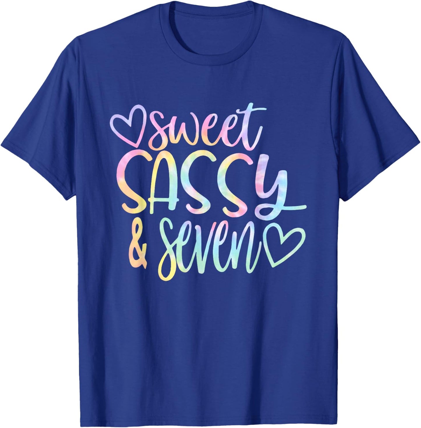 Sweet Sassy and Seven Girl's Birthday Tie Dye Girls Kids T-Shirt - T-Shirt | Royal