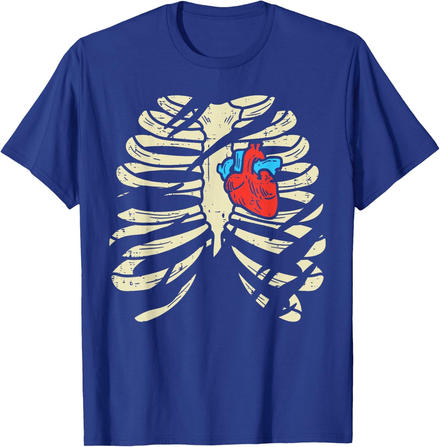 Skeleton Rib Heart Scary Spooky Halloween Men Women Boys Kid T-Shirt - T-Shirt | Royal