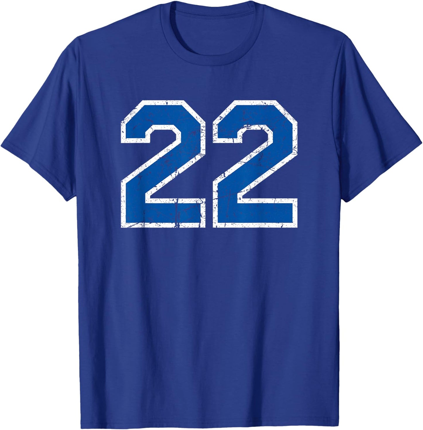 Number #22 Vintage White/Blue Plain Number T-Shirt - T-Shirt | Royal