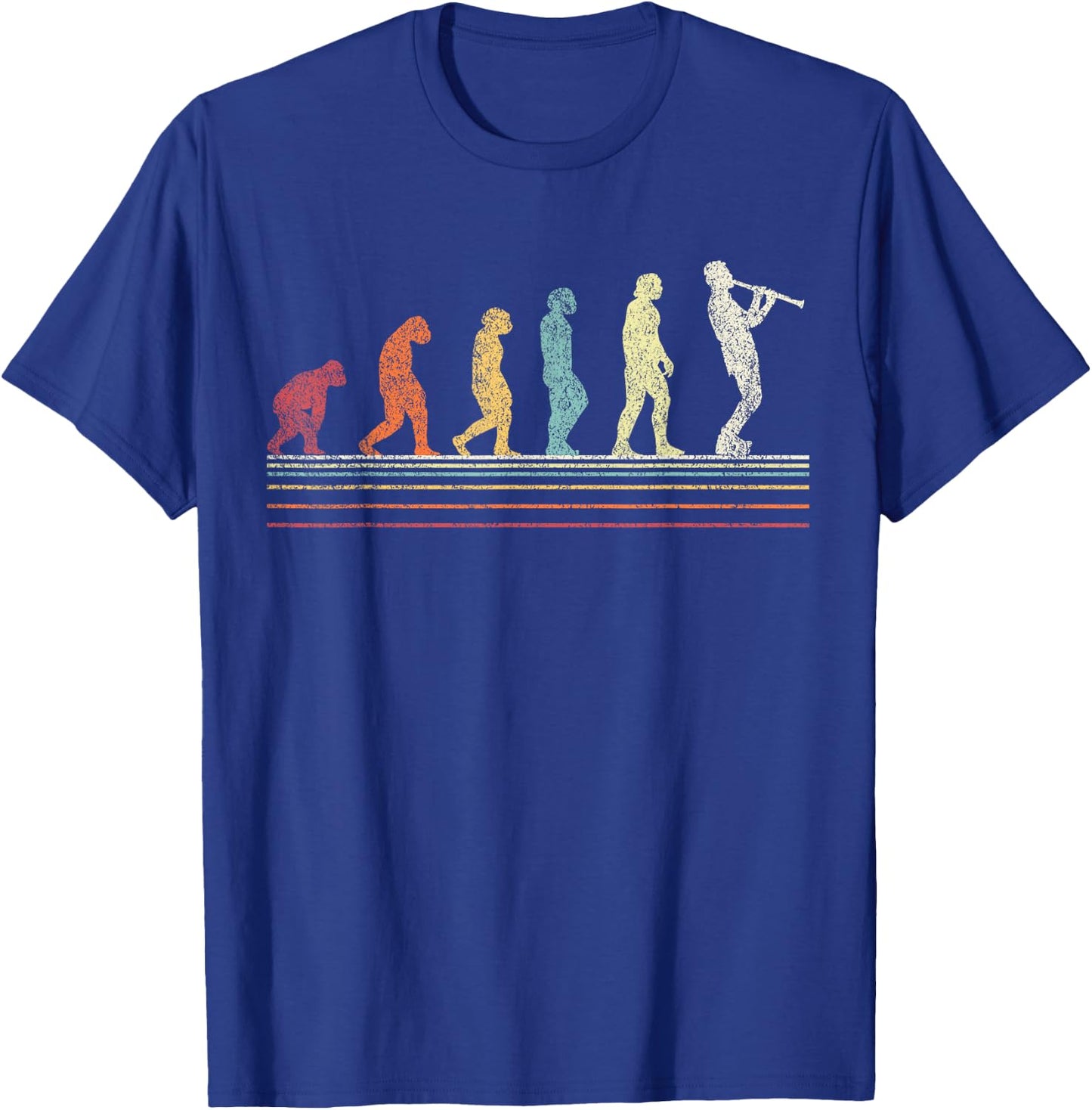 Funny Clarinet Player Evolution Musician Retro Vintage T-Shirt - T-Shirt | Royal