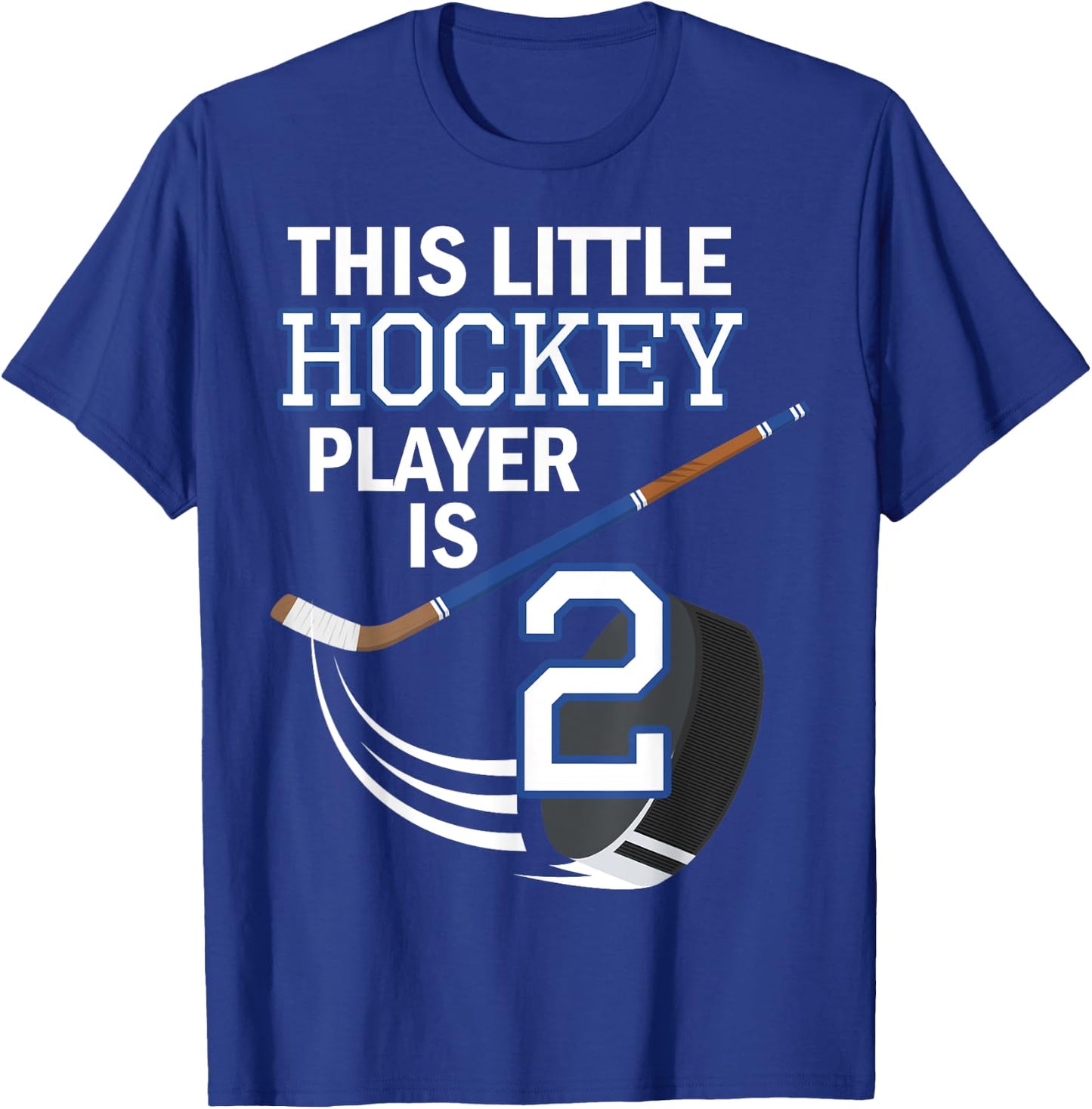 2nd Birthday Boy Hockey Stick Puck 2 Year Old Funny B-Day T-Shirt - T-Shirt | Royal