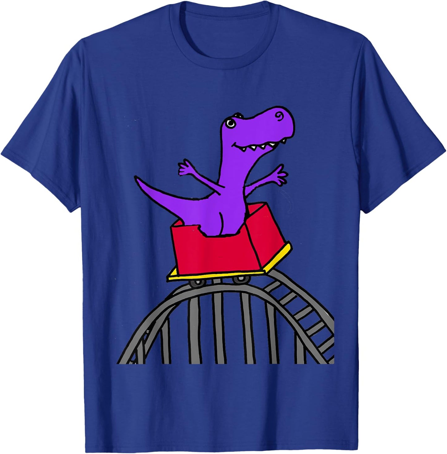 SmileteesFunny Funny T-rex Riding Roller Coaster T-Shirt - T-Shirt | Royal