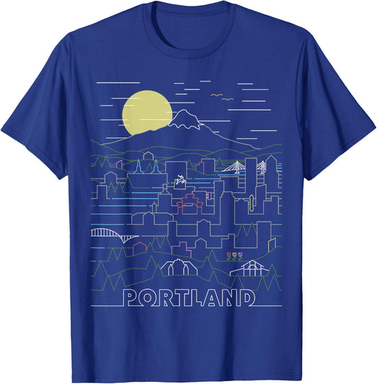 Retro Portland Oregon Art White Stag Sign - Mt. Hood OR PNW T-Shirt - T-Shirt | Royal