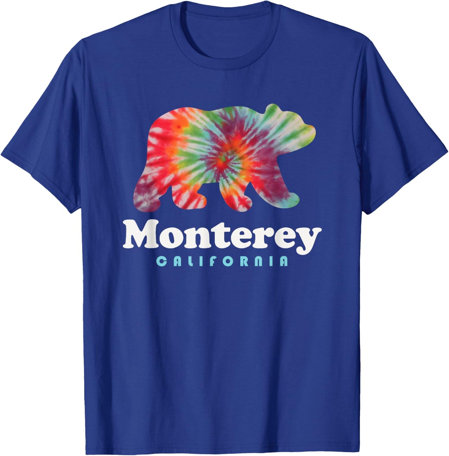 Monterey California Bear Tie Dye Hippie Carmel Valley T-Shirt - T-Shirt | Royal