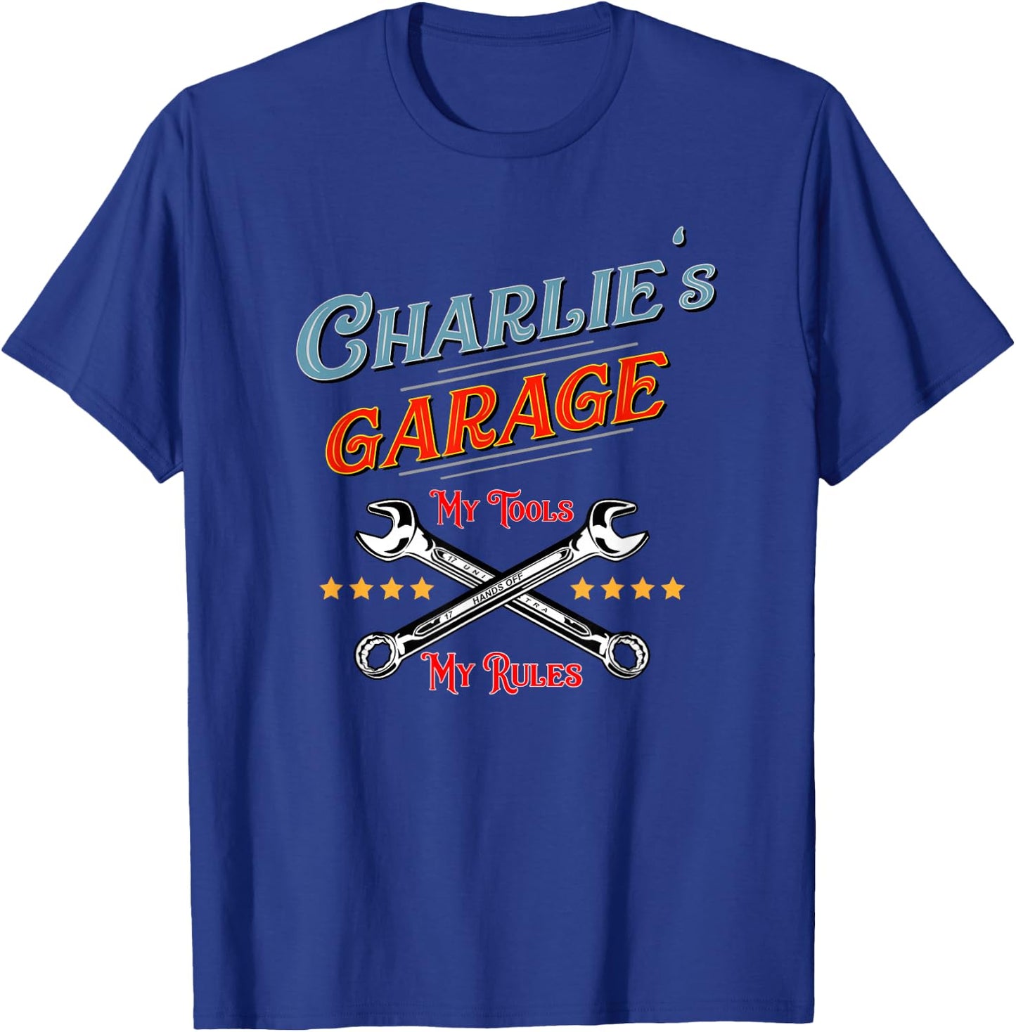 CHARLIE'S GARAGE funny shirt boys teens gift T-Shirt - T-Shirt | Royal