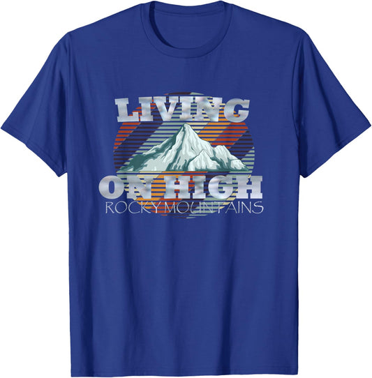 Vintage Living On High Rocky Mountains T-Shirt - T-Shirt | Royal