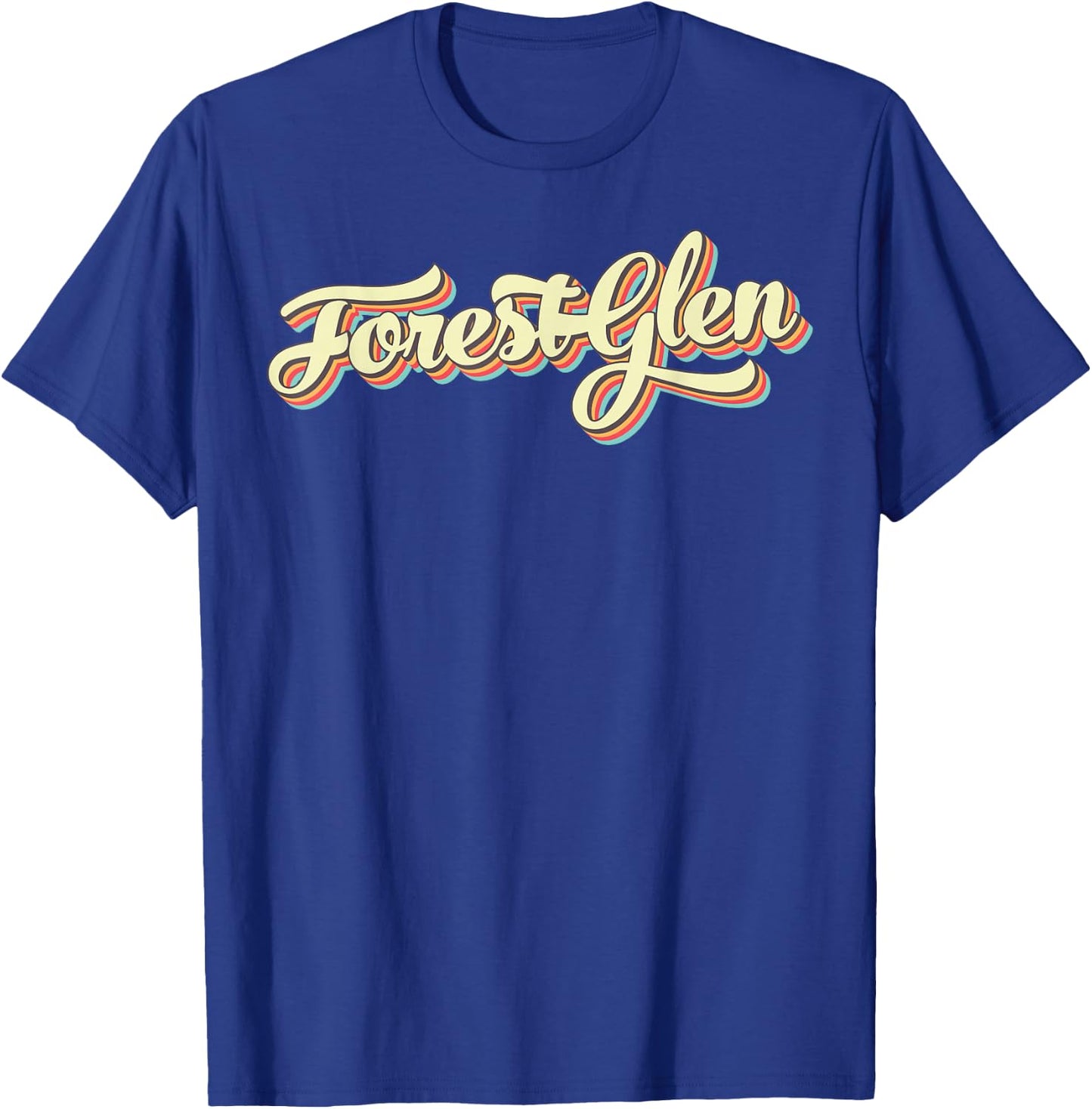 Forest Glen Retro Art Baseball Font Vintage T-Shirt - T-Shirt | Royal