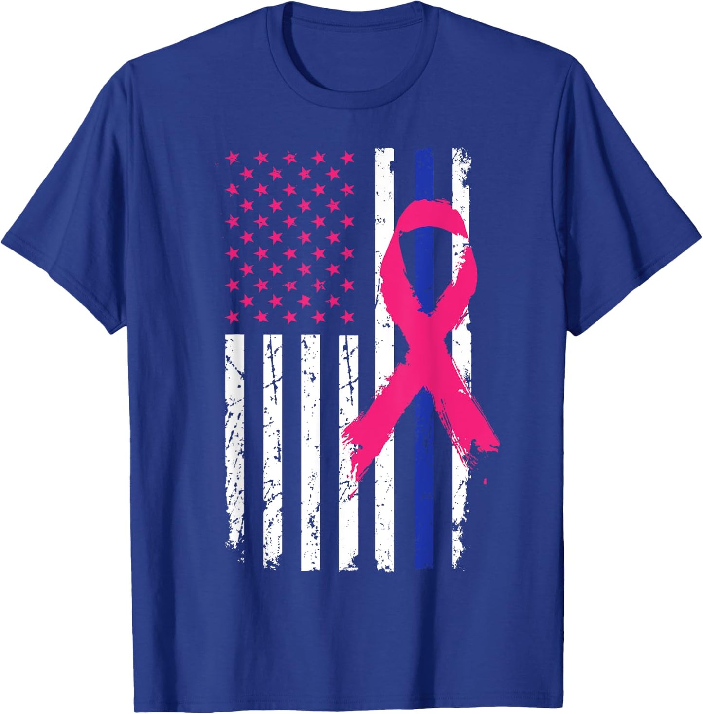 American Police Flag Cool Breast Cancer Awareness Gift T-Shirt - T-Shirt | Royal