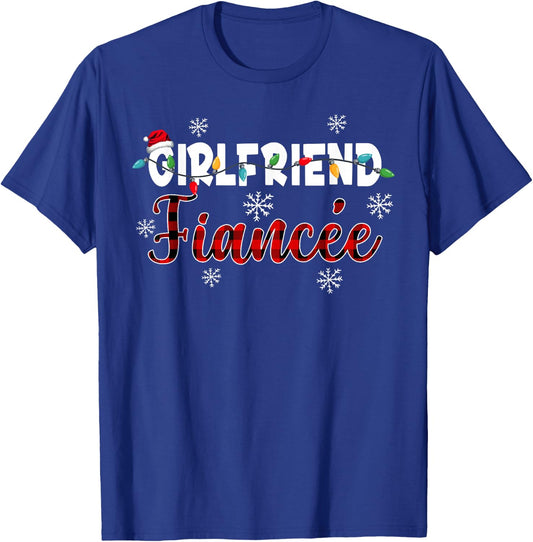 Fiancee Engaged Xmas Matching Couples Christmas Pajamas T-Shirt - T-Shirt | Royal