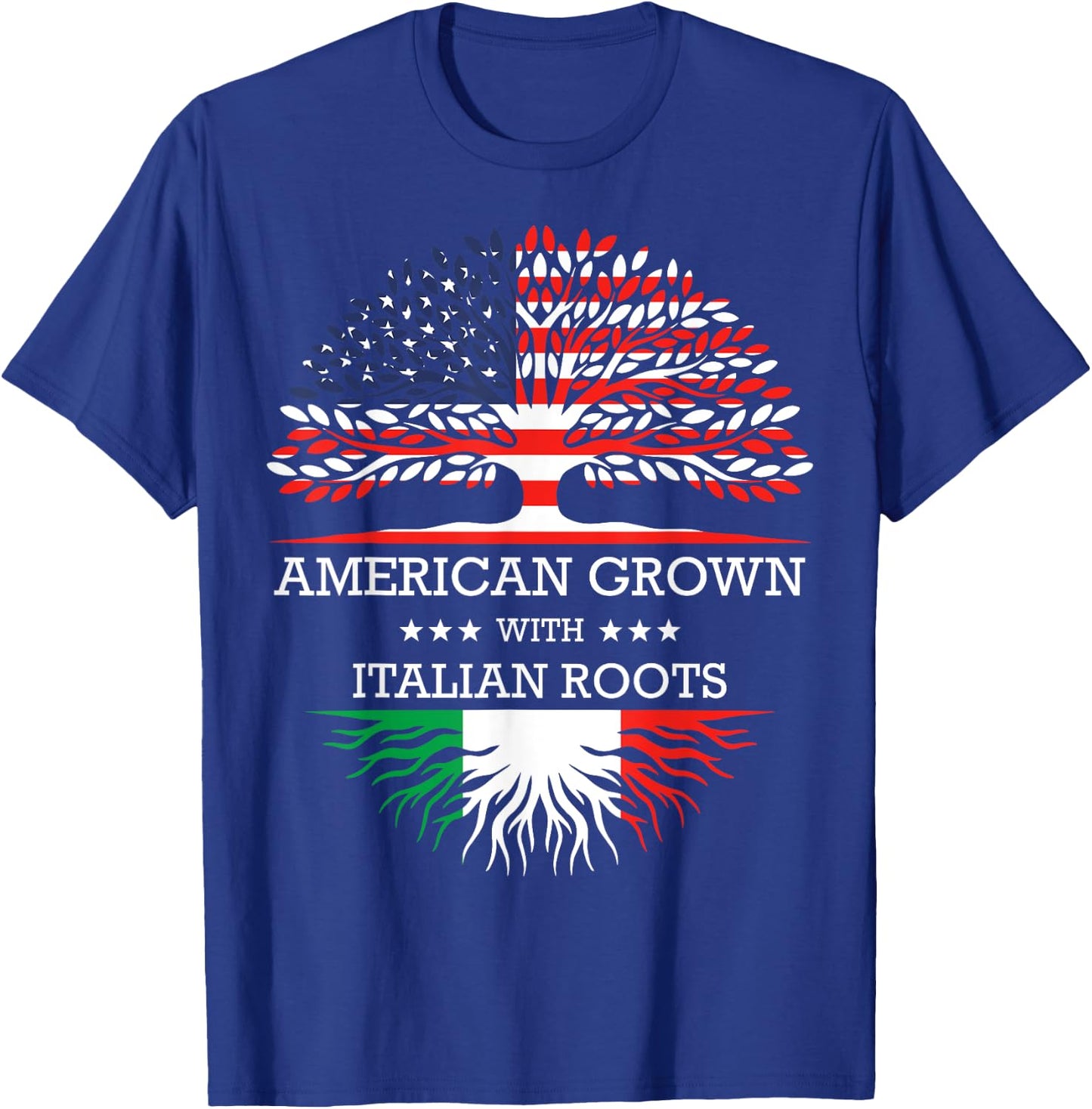 American Grown with Italian Roots USA Flag T-Shirt - T-Shirt | Royal