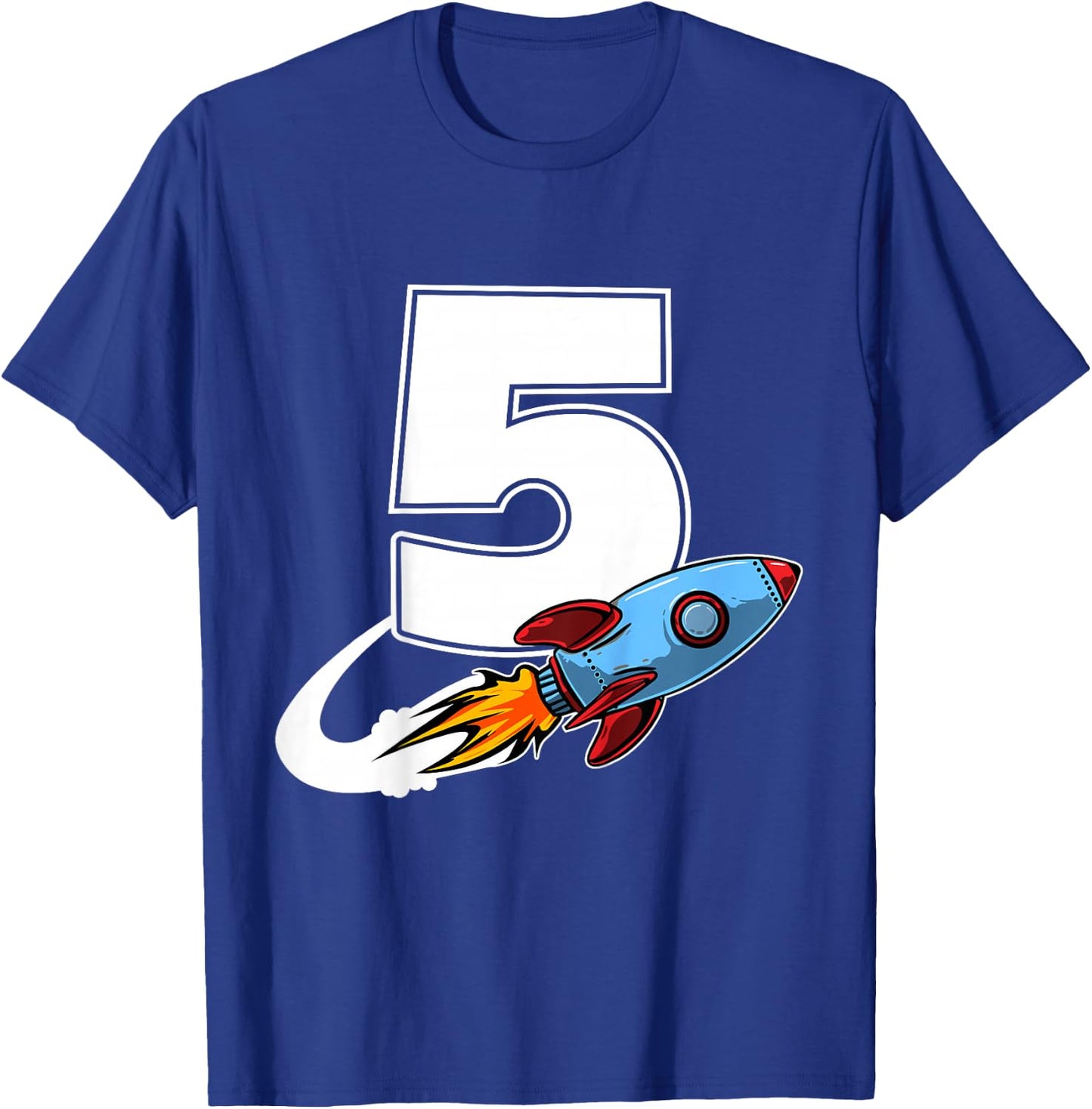 Outer Space 5 Year Old 5th Birthday Five Rocket Ship Party T-Shirt - T-Shirt | Royal