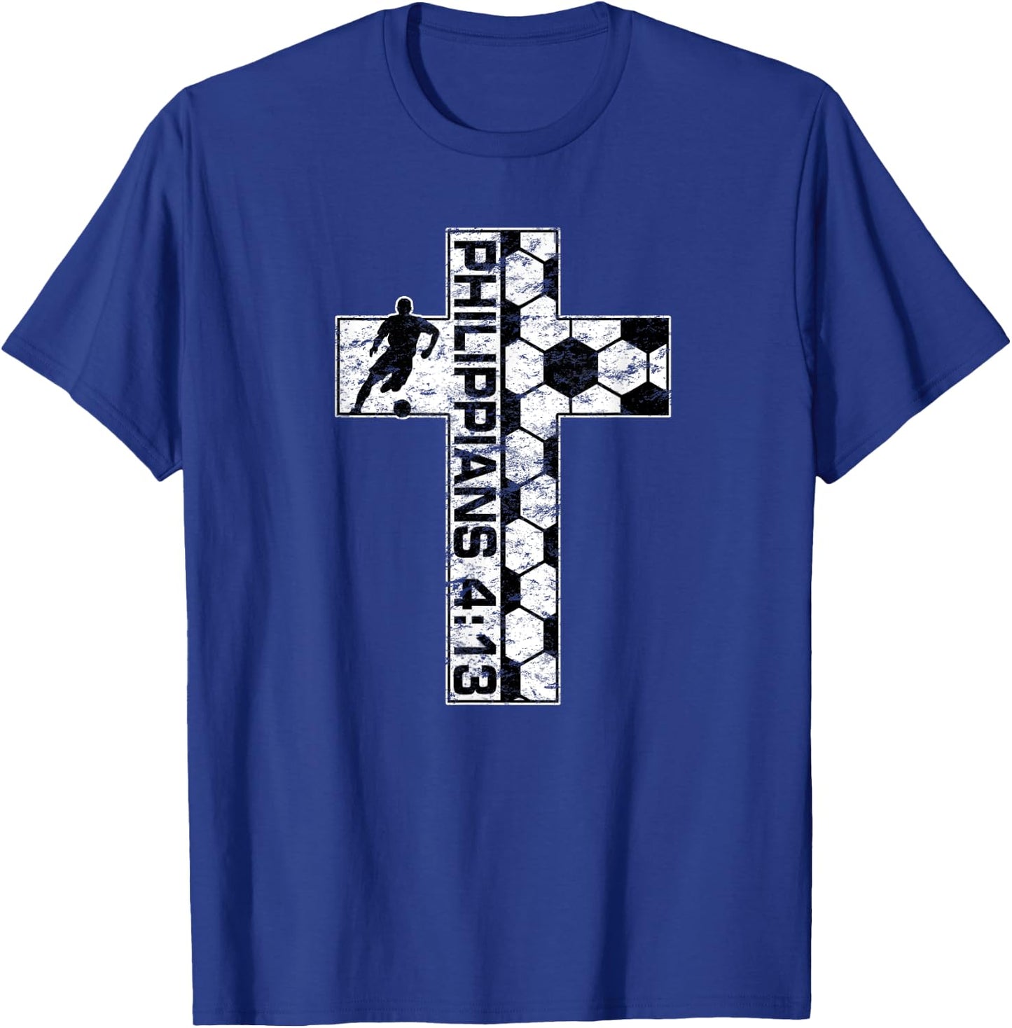 Philippians 4:13 Christian Soccer Player Jesus Christ Saves T-Shirt - T-Shirt | Royal