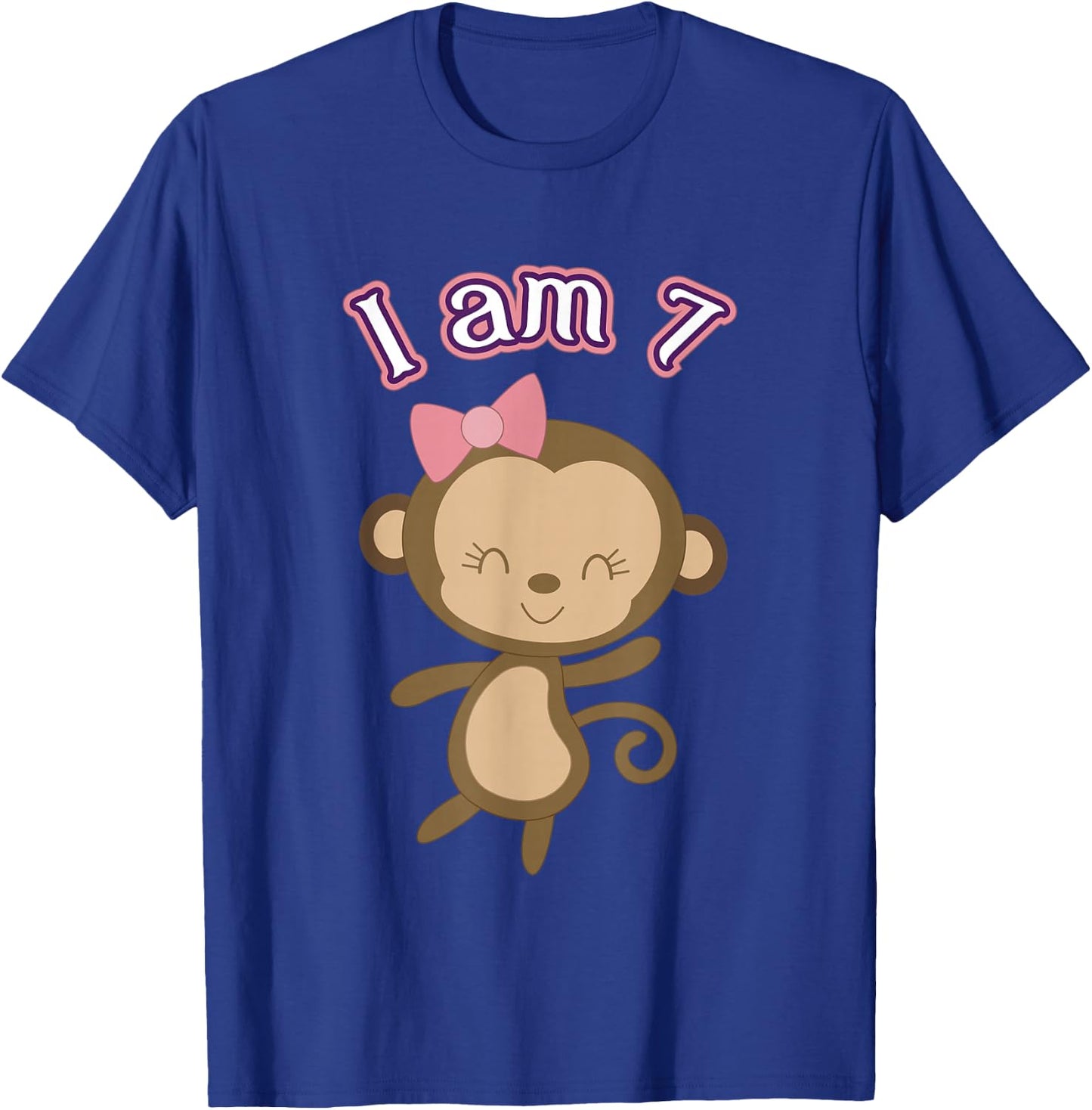 Seventh Birthday Monkey Kids for 7 Years Old T-Shirt - T-Shirt | Royal