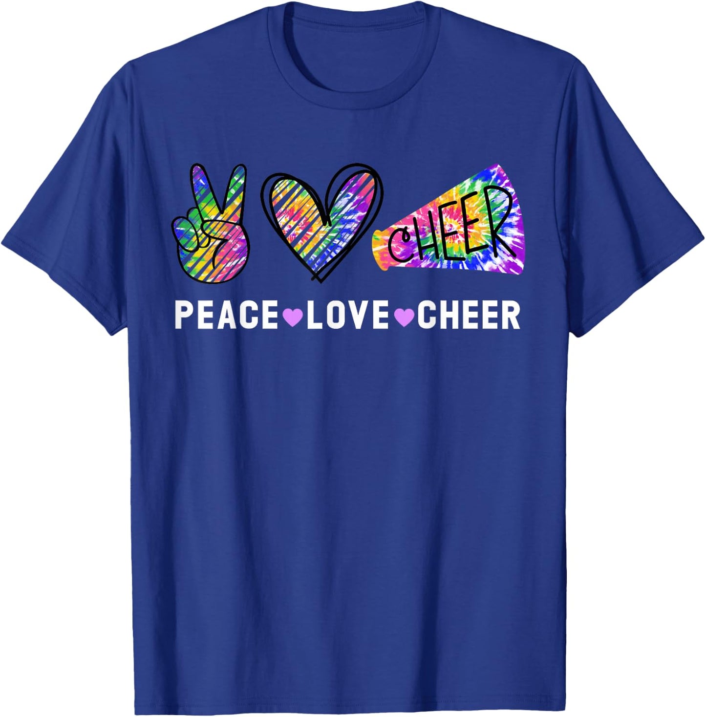 Peace Love Cheer Tie Dye Cheerleading for Cheerleader Cute Small T-Shirt - T-Shirt | Royal