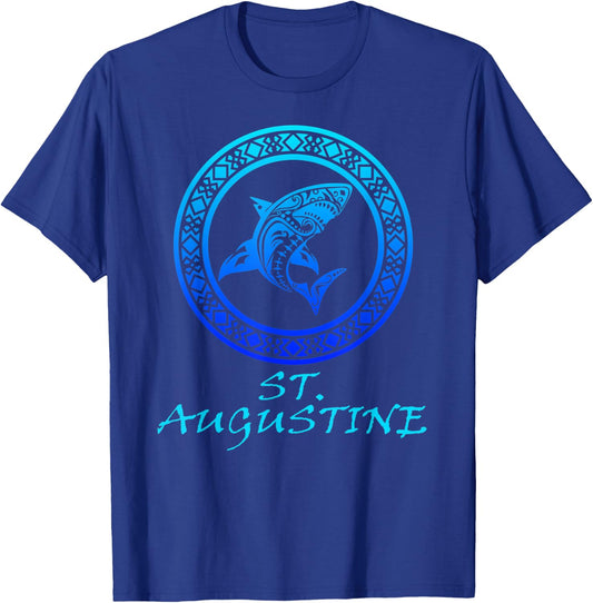 St. Augustine, Florida Vintage Retro Tribal Shark Vacation T-Shirt - T-Shirt | Royal