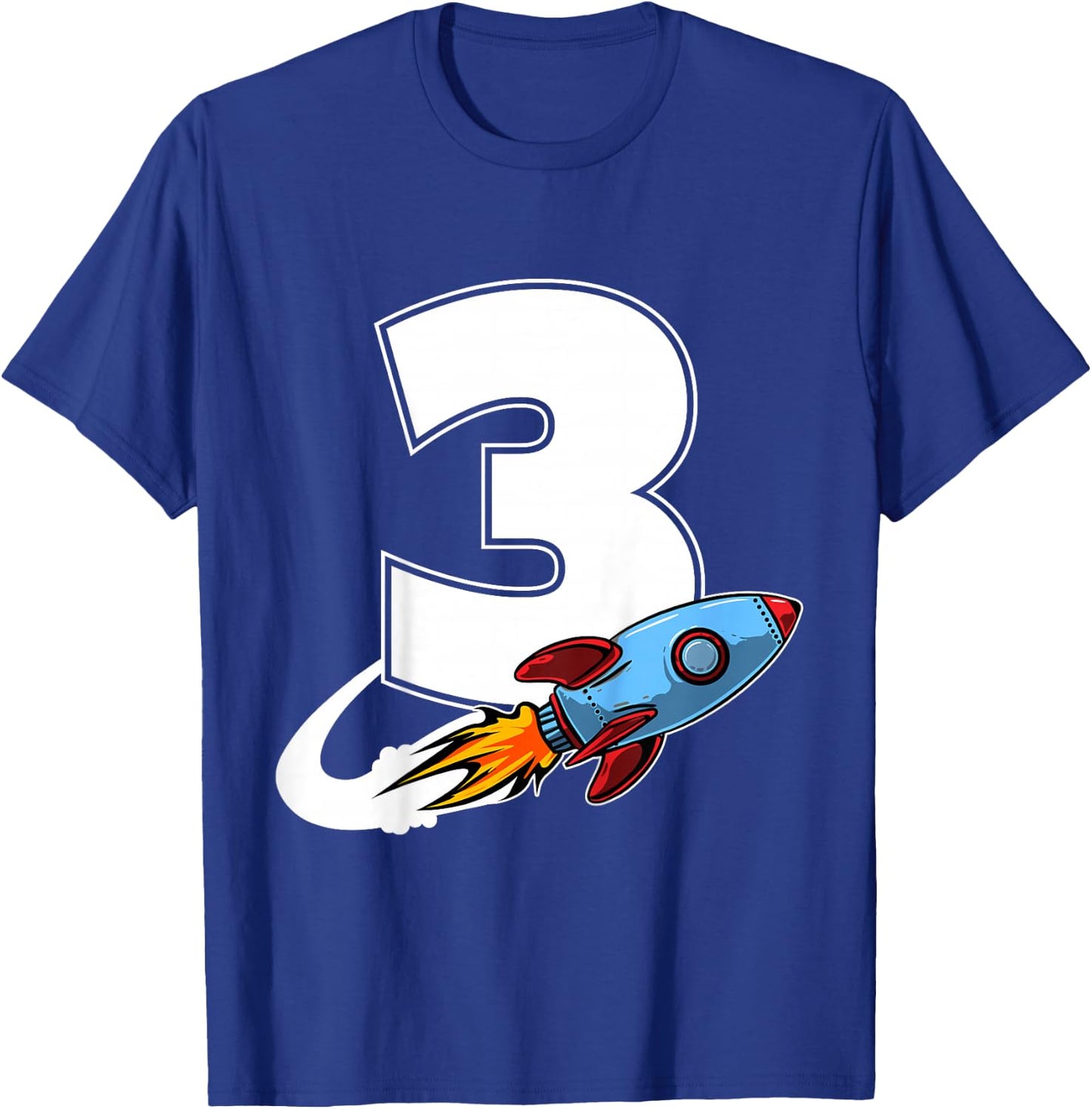 Outer Space 3 Year Old 3rd Birthday Three Rocket Ship Party T-Shirt - T-Shirt | Royal