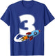 Outer Space 3 Year Old 3rd Birthday Three Rocket Ship Party T-Shirt - T-Shirt | Royal