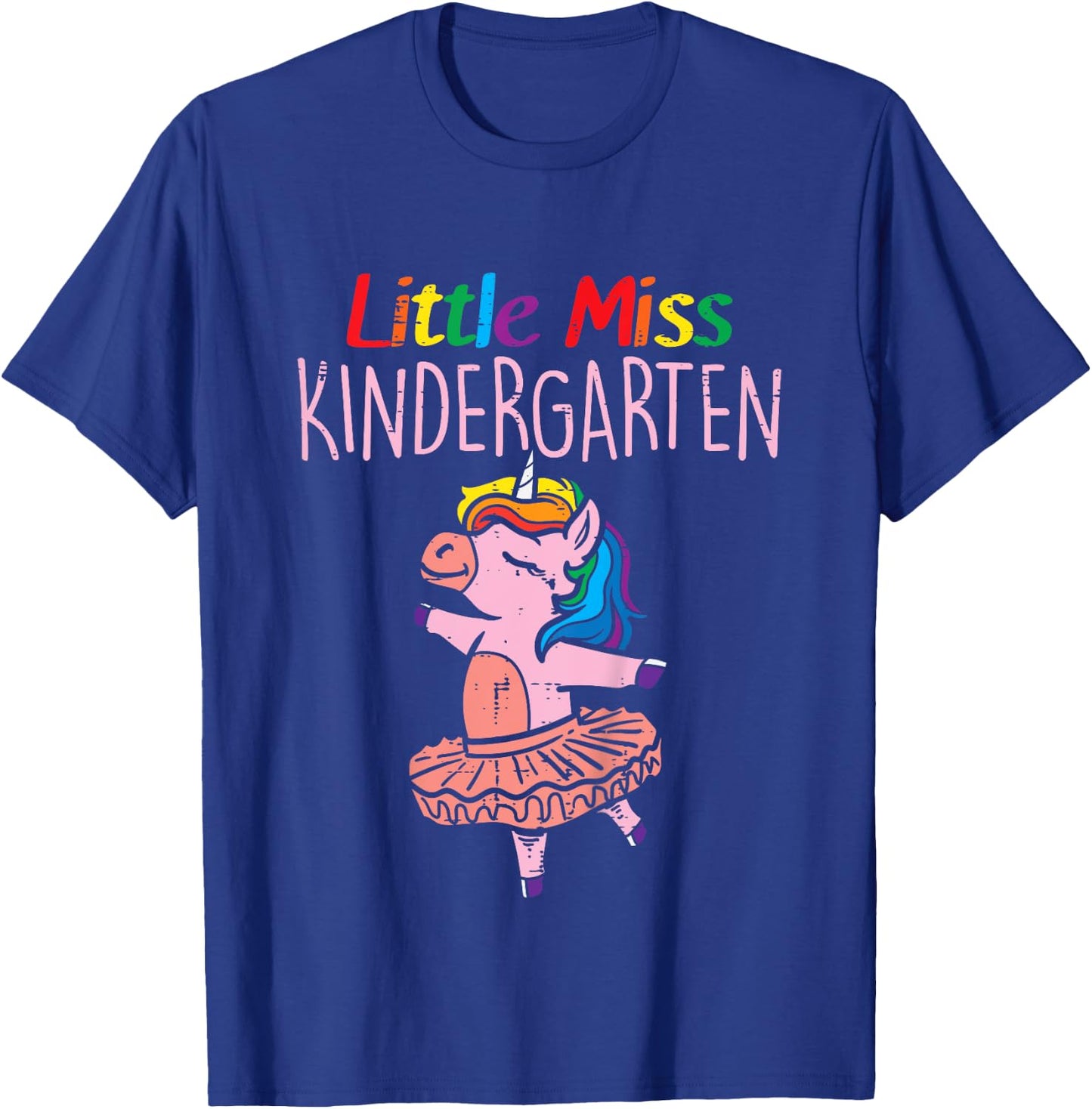 Little Miss Kindergarten Unicorn Back To School Day Girls T-Shirt - T-Shirt | Royal