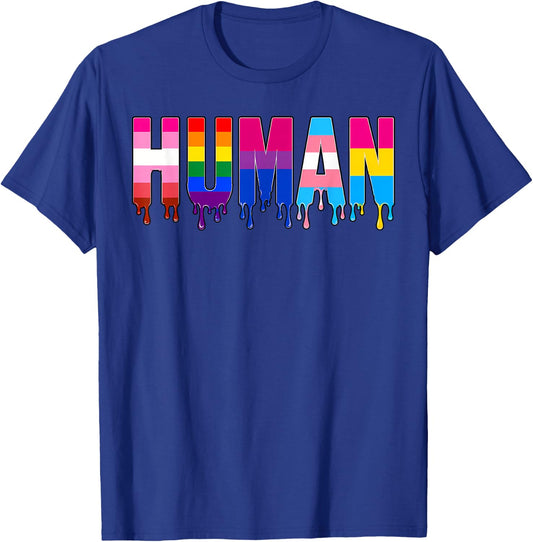 LGBT Shirts Human Dripping Rainbow Gay LGBTQ Pride Month T-Shirt - T-Shirt | Royal