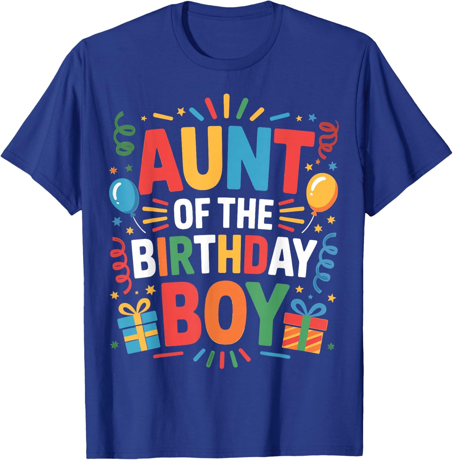 Funny Aunt of the Birthday Boy Cute Family Matching Party T-Shirt - T-Shirt | Royal