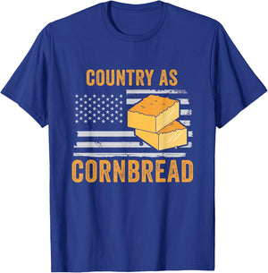 Country As Cornbread Food Thanksgiving Flag USA Cornbread T-Shirt - T-Shirt | Royal