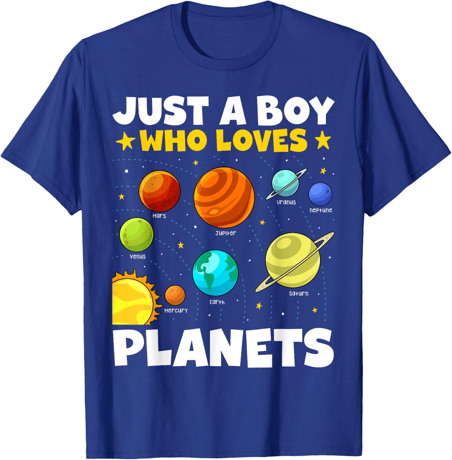 Just A Boy Who Loves Planets Solar System Space Science T-Shirt - T-Shirt | Royal