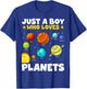 Just A Boy Who Loves Planets Solar System Space Science T-Shirt - T-Shirt | Royal