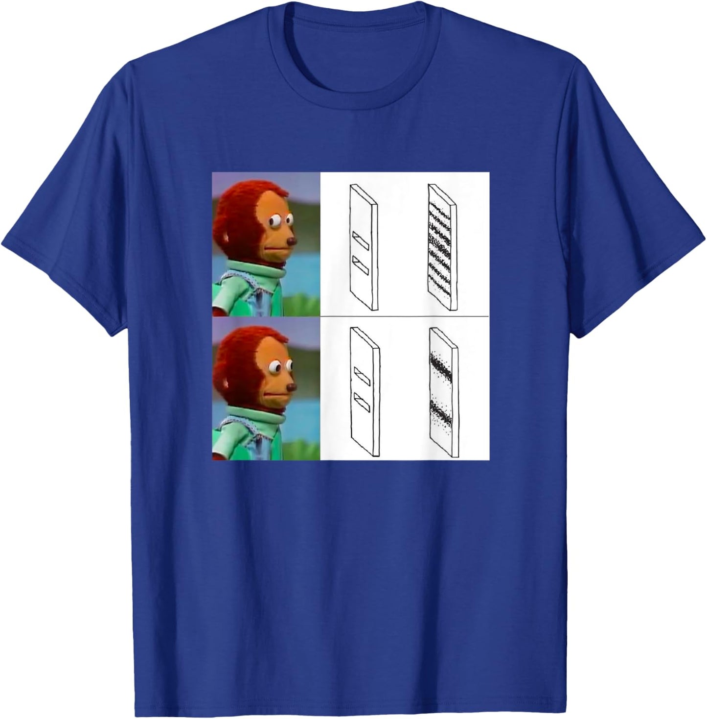Observer Effect Meme Funny Quantum Physics Awkward Monkey T-Shirt - T-Shirt | Royal