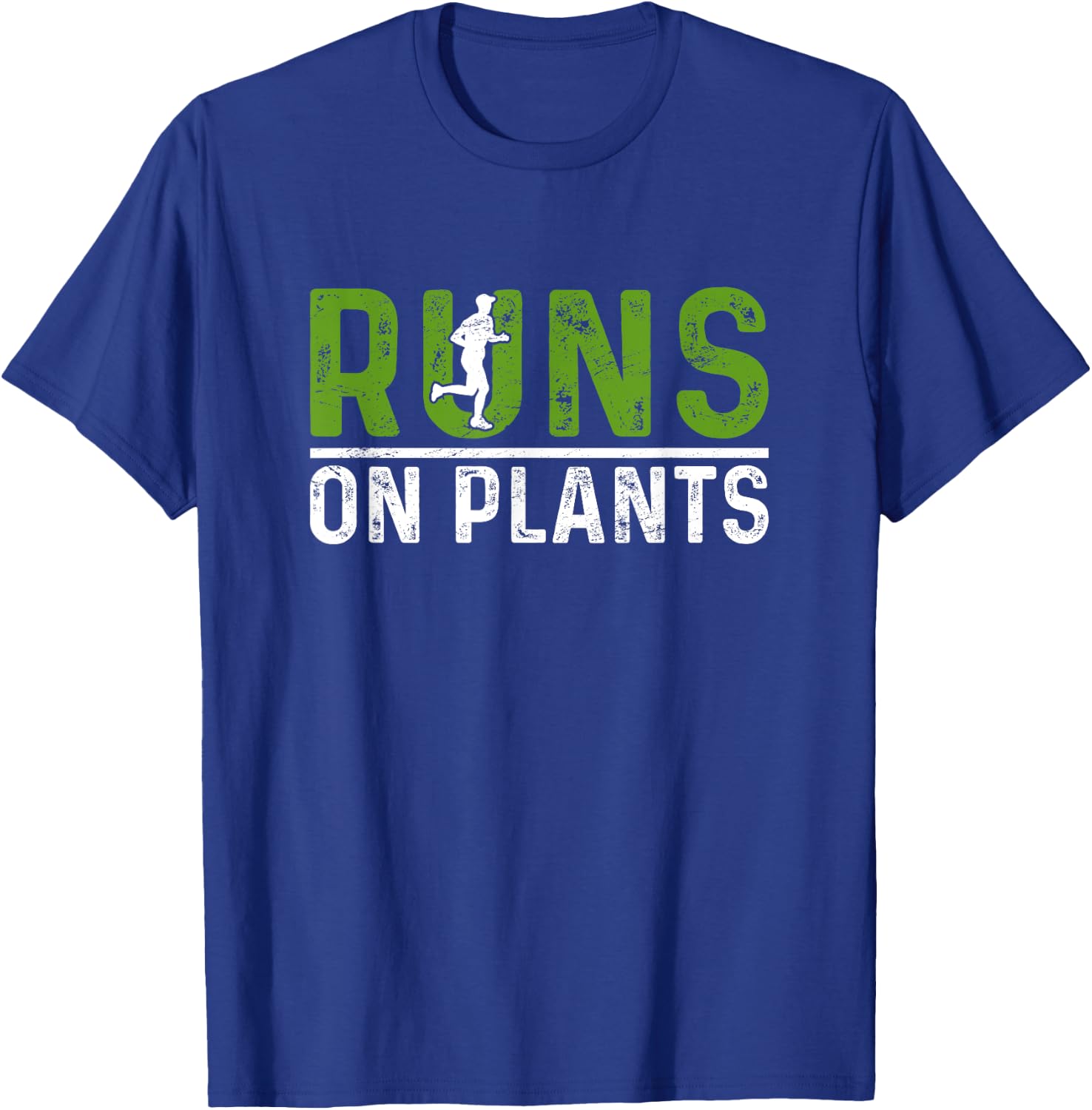 Runs On Plants Vegan Runner Vegetarian Running Marathon T-Shirt - T-Shirt | Royal