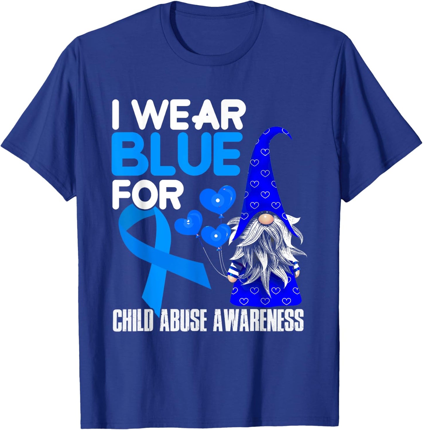 Blue Ribbon For Child Abuse Awareness Prevention Month April T-Shirt - T-Shirt | Royal
