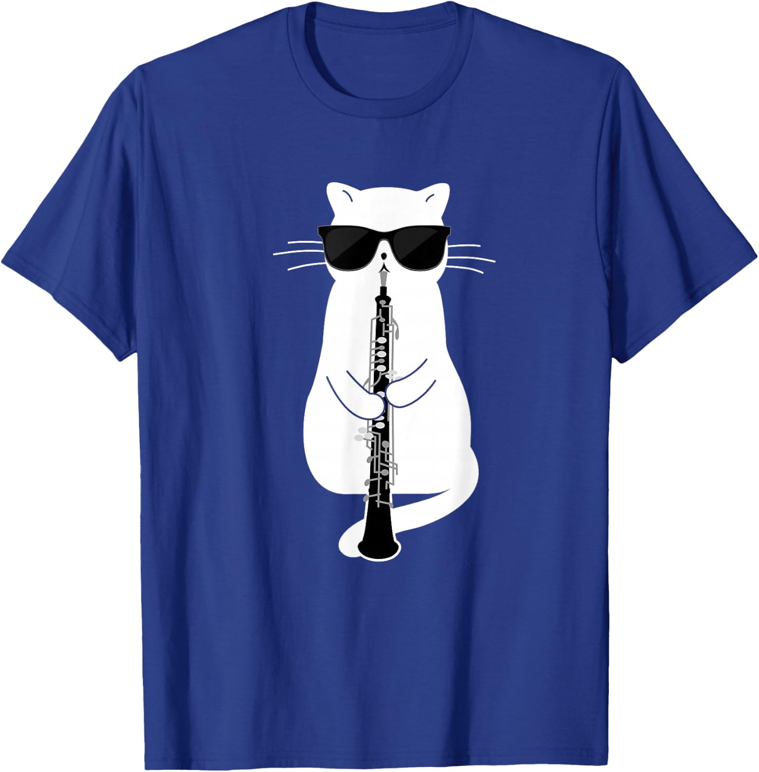 Cat wearing sunglasses playing Oboe T-Shirt - T-Shirt | Royal