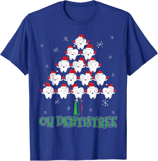 Oh Dentistree Christmas Funny Dentist Christmas T-Shirt - T-Shirt | Royal